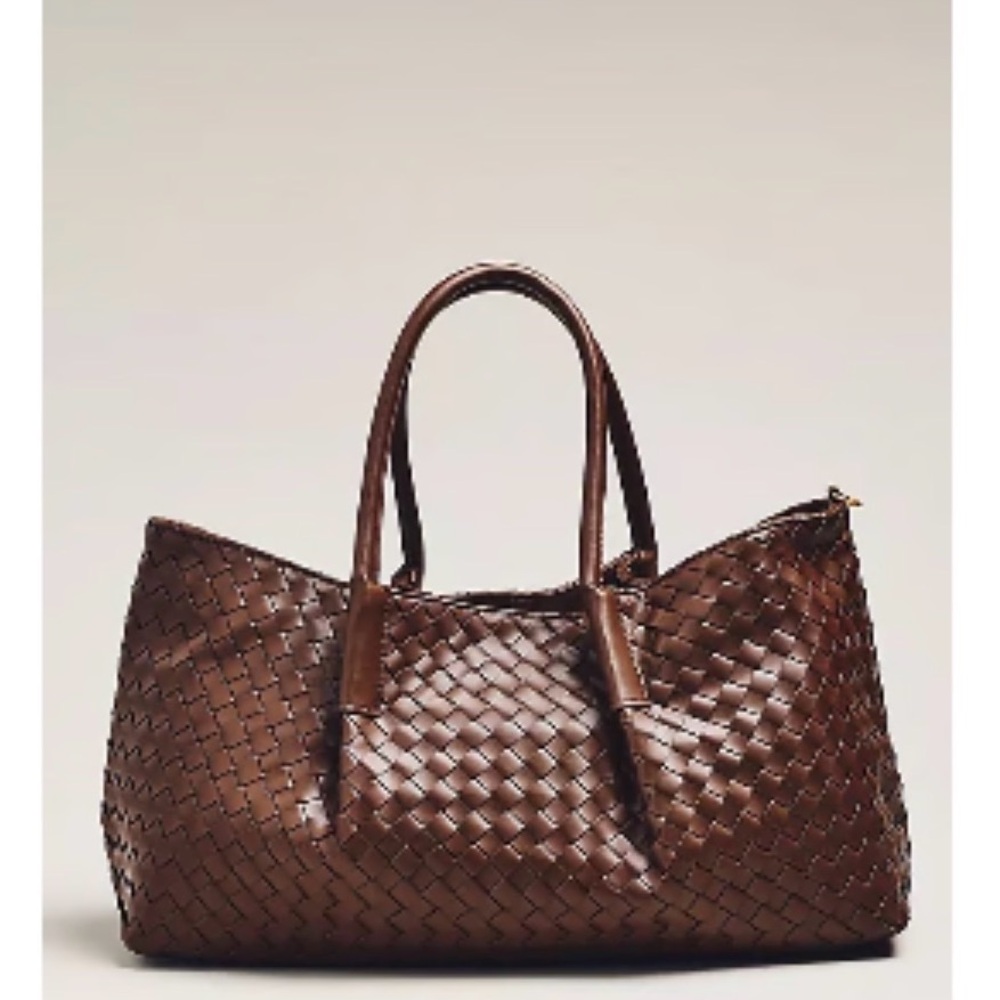 Anthropologie Woven Chocolate Brown Tote